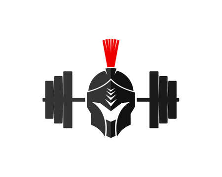Gym barbel with spartan helmet insideのイラスト素材