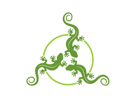 Three gecko in the circle logoのイラスト素材