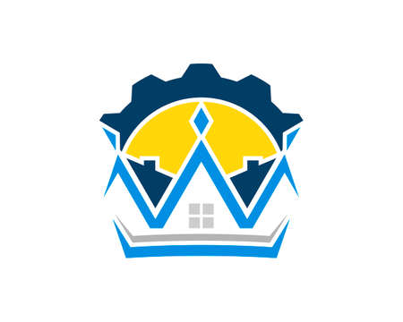 Real estate house with crown and gear on the topのイラスト素材