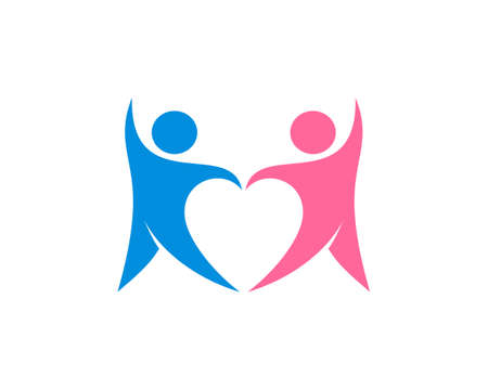 Two swoosh people forming a love shape logoのイラスト素材