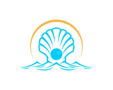 Shell on the waves with sun light on topのイラスト素材