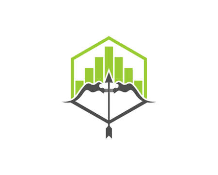 Bow and arrow with chart growth up in the hexagonのイラスト素材