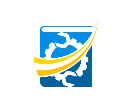 Simple book with swoosh and repair gear insideのイラスト素材