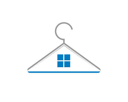 Laundry hanger with window house in the middleのイラスト素材