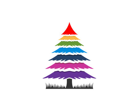Christmas tree with rainbow colorのイラスト素材