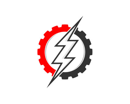 Gear with electricity symbol in the middleのイラスト素材