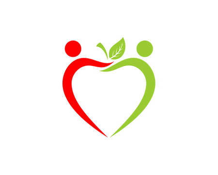 Abstract people shaking hands with apple shape logoのイラスト素材