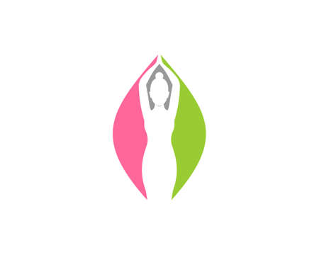 Yoga woman silhouette in the nature leafのイラスト素材