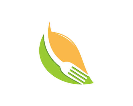 Fork silhouette inside the nature leafのイラスト素材