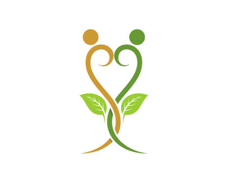 Crossing tree branches to form a love shape logoのイラスト素材