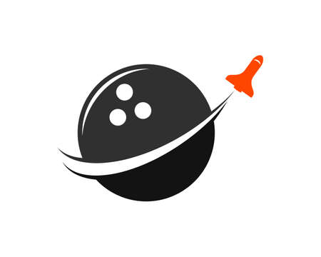 Black bowling ball with space ship glidingのイラスト素材