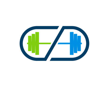 Simple infinity shape with gym barbell insideのイラスト素材