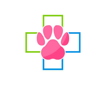 medical cross health with pet finger print insideのイラスト素材