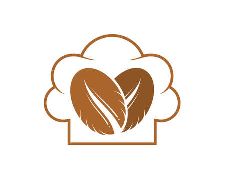 Simple chef hat with two coffee beans insideのイラスト素材