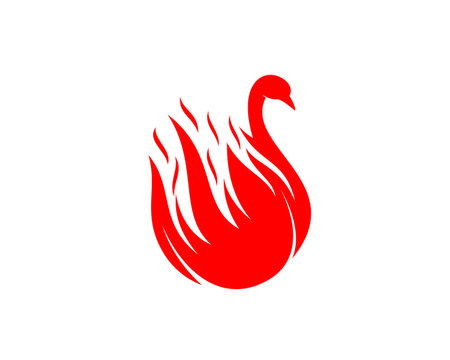Combination swan with fire flame logoのイラスト素材