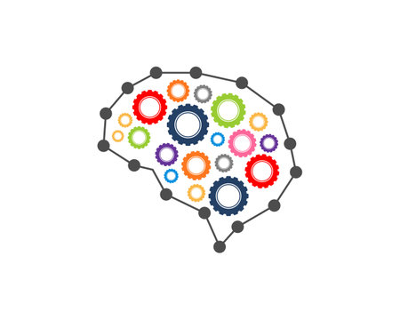 Brain dot connection with gears insideのイラスト素材