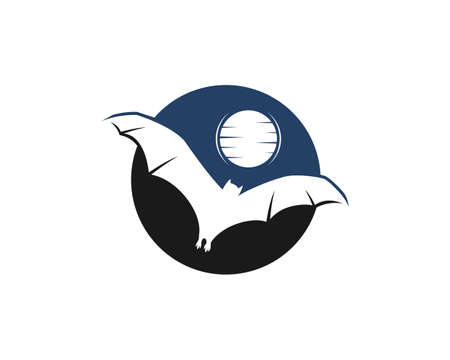 Flying bats silhouette in the circle shapeのイラスト素材