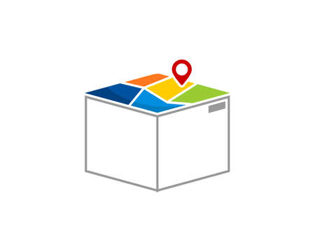 Delivery package box with map direction on topのイラスト素材