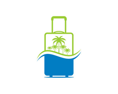 Traveling bag with palm tree insideのイラスト素材