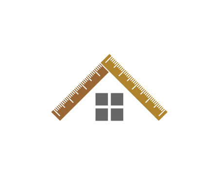 Ruler forming a roof house logoのイラスト素材