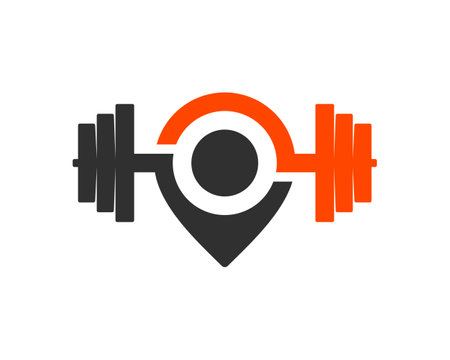 Pin location like people with gym barbellのイラスト素材