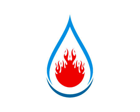 Abstract water drop with fire flames insideのイラスト素材