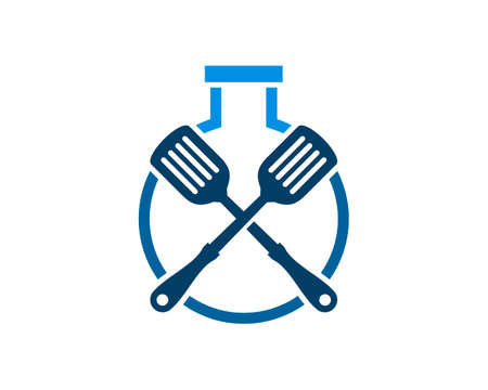 Simple bottle laboratory with cross spatula insideのイラスト素材