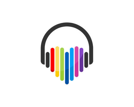 headphone with love sound wave in the middleのイラスト素材