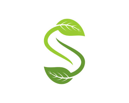 S Letter from green nature leafのイラスト素材