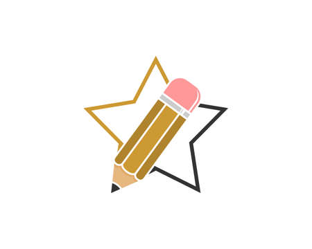 Star with pencil in the middleのイラスト素材