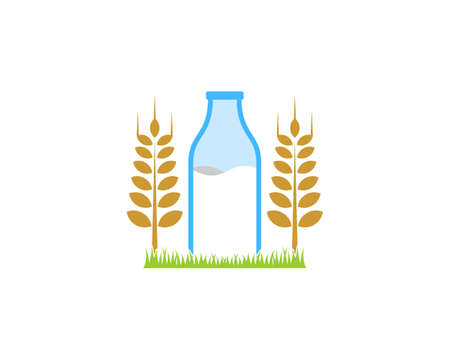 Milk bottle between wheat farm vector illustrationのイラスト素材