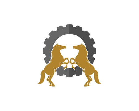Horse head to head with gear behindのイラスト素材