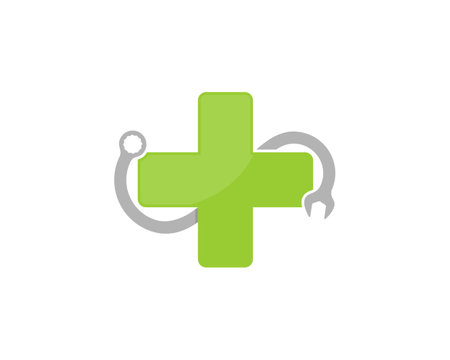 Plus medical symbol with wrench surroundingのイラスト素材