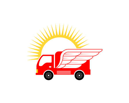 Truck delivery with wings vector illustrationのイラスト素材