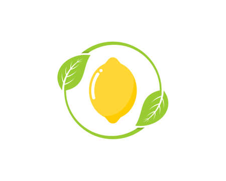 Lemon fruits inside the circle nature leafのイラスト素材