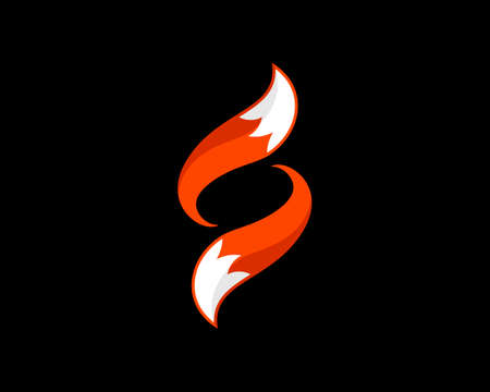 Orange tail fox with S letter initialのイラスト素材