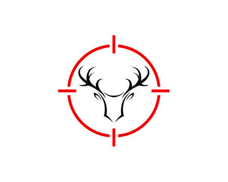 Shooting sniper symbol with abstract deer antlers insideのイラスト素材