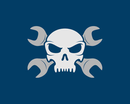 Cross repair wrench with skull insideのイラスト素材
