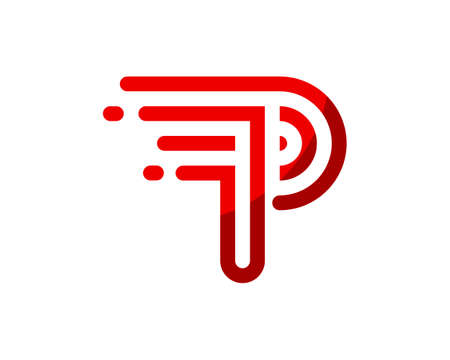 Fast Symbol with abstract P letter initial in red colorsのイラスト素材