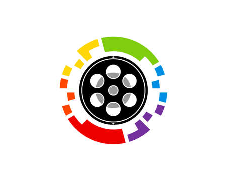 Circular camera pixels and media reel film insideのイラスト素材