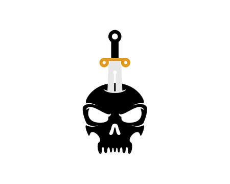 Black skull head with sword in the topのイラスト素材