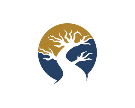 Barren tree silhouette in the circleのイラスト素材