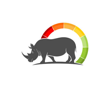 Walking rhino with speedometer indicator behindのイラスト素材