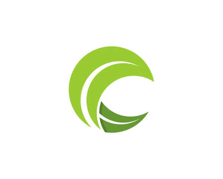 C Letter with crab hand from nature leaf illustrationのイラスト素材