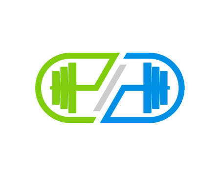 Rectangle infinity shape with gym barbell insideのイラスト素材