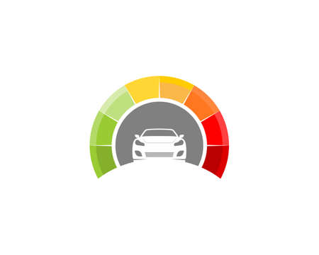 Speedometer indicator with car in the middle
