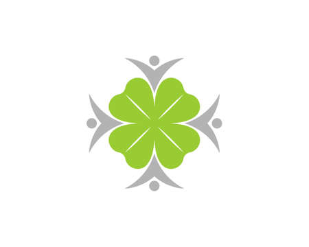 Clover leaf with swoosh people surroundingのイラスト素材