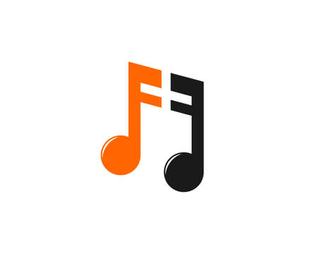 F Letter with music note shape logoのイラスト素材