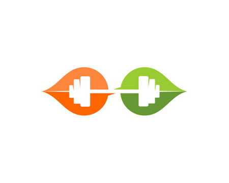 Nature leaf with gym dumbbell insideのイラスト素材