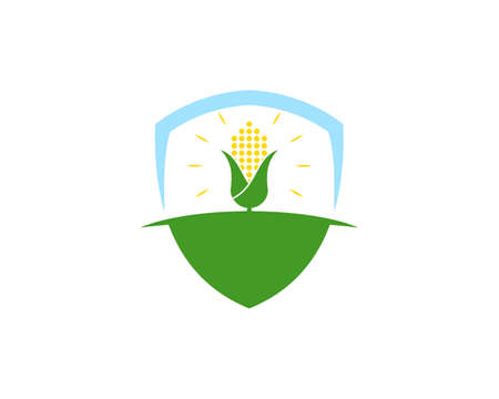 Abstract shield with shinning corn in the farmのイラスト素材